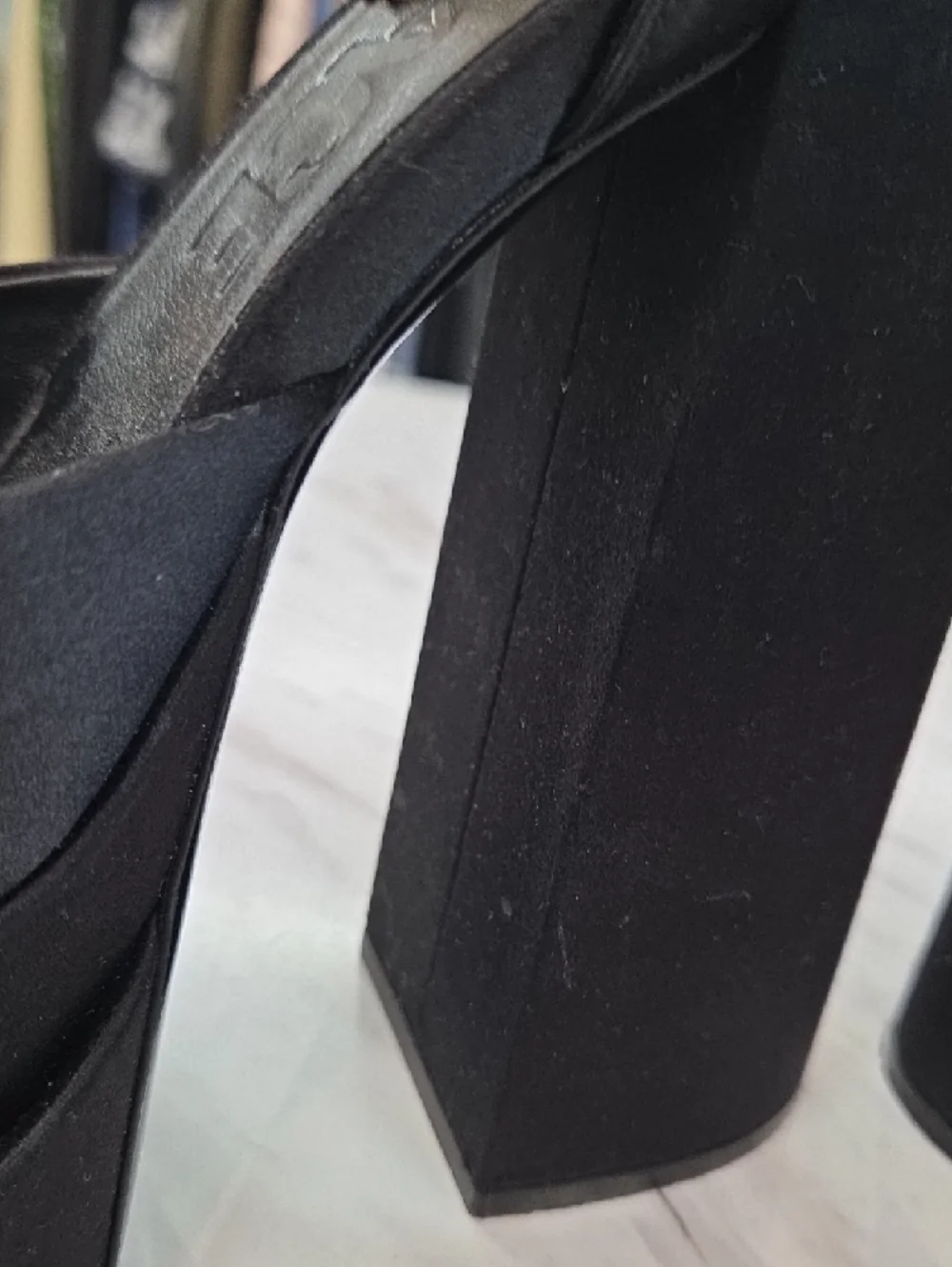 Versace Black Suede Platform Pumps with Crystal Ankle Strap